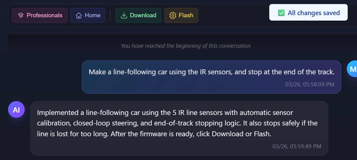 AI chat generating code