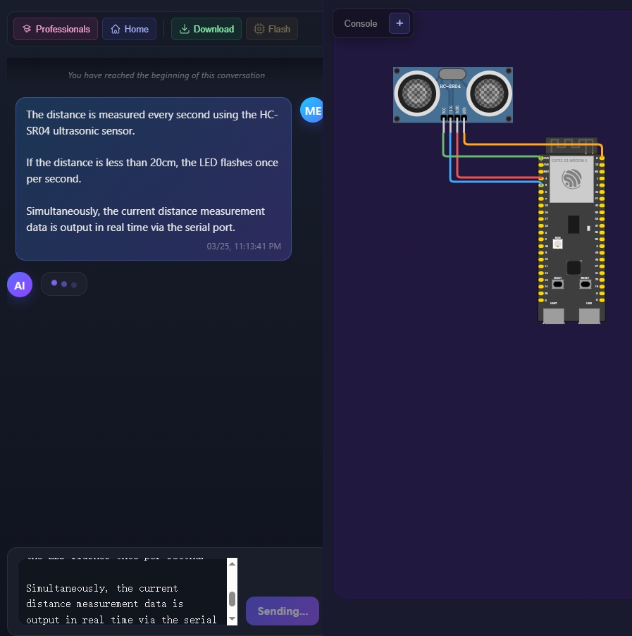 AI chat generating code